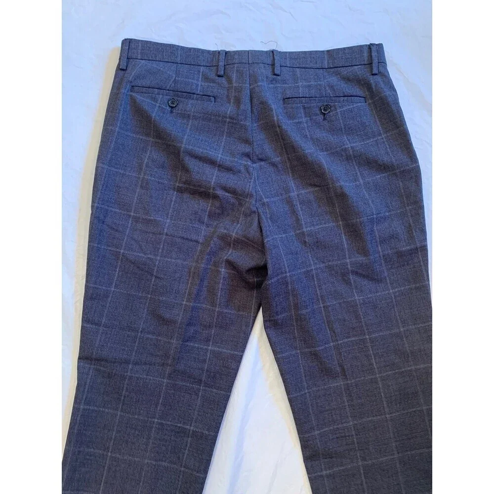 Banana Republic Slim Fit Men’s Grey Plaid Dress Pants Size 35x30